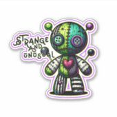 Sticker Étrange et insolite ours en voodoo violet vert cœu (Devant)
