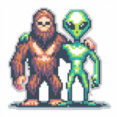 Sticker Être Alien extra-terrestre et art Pixel Bigfoot (Devant)