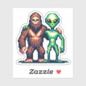 Sticker Être Alien extra-terrestre et art Pixel Bigfoot (Feuille)