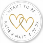 Sticker Être un Mariage d'or métallique à double coeur (Recto)