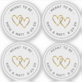 Sticker Être un Mariage d'or métallique à double coeur (Devant)