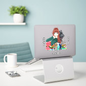 Sticker Étudiants de l'école Furry Friends Ajouter un nom, (Ordinateur portable sur le bureau)
