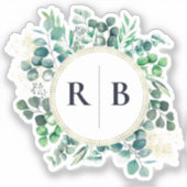 Sticker Eucalyptus Botanical Greenery Couple Monogram (Recto)