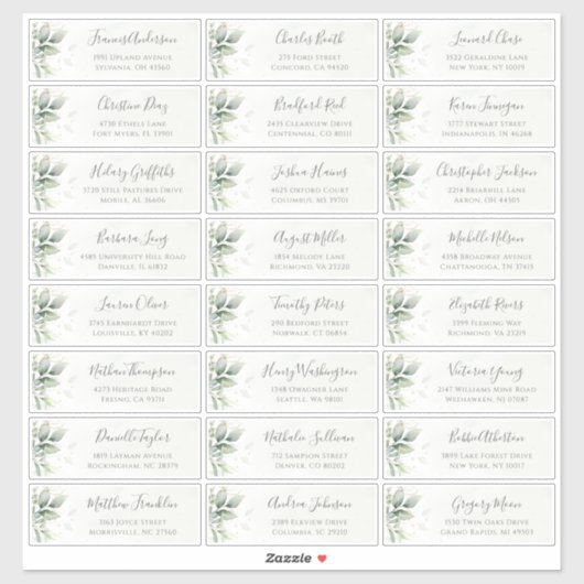 Sticker Eucalyptus Green Elegant Adresse d'hôte (Feuille)