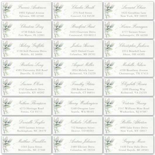 Sticker Eucalyptus Green Elegant Adresse d'hôte (Devant)