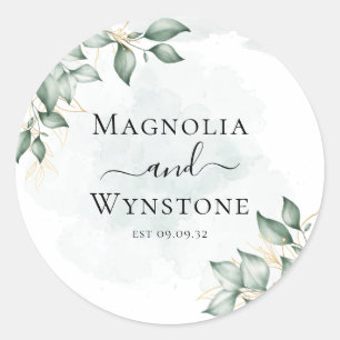 Sticker Eucalyptus Green Mariage Classic Round