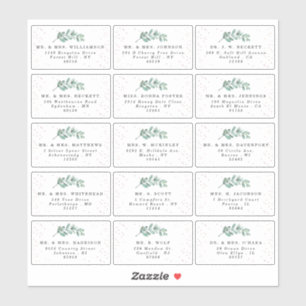 Sticker Eucalyptus Rose Gold Foil Mariage Adresse client