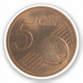 Sticker Euro 5 Cent pièce d'argent (Recto)