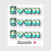 Sticker Evan nom bébé kawaii lettres 3d (Feuille)