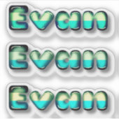 Sticker Evan nom bébé kawaii lettres 3d (Devant)