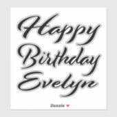 Sticker Evelyn Nom Prénom Anniversaire de la Broderie noir (Feuille)