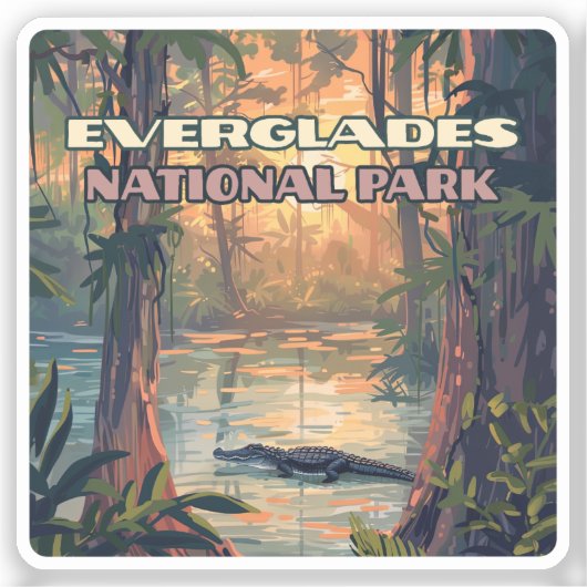 Sticker Everglades Parc National Alligator Marécage Florid (Recto)