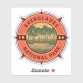 Sticker Everglades Parc National Sunset Retro Compass (Feuille)