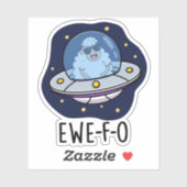 Sticker Ewe-F-O Funny UFO Pun (Feuille)