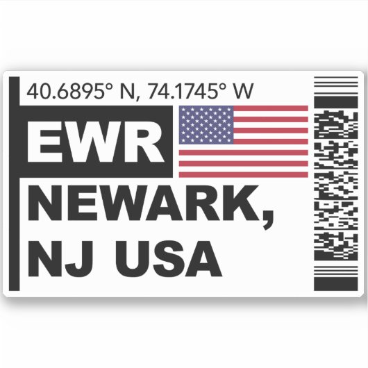 Sticker EWR Newark Boarding Pass - New Jersey Travel (Devant)