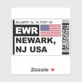 Sticker EWR Newark Boarding Pass - New Jersey Travel (Feuille)