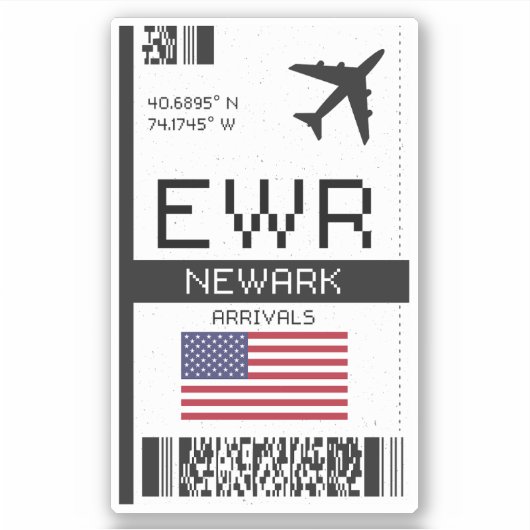 Sticker EWR Newark Boarding Pass - New Jersey Travel (Devant)