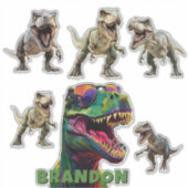 Sticker Exciting Dinosaur Personalized Name (Devant)