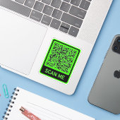 Sticker Exemple d'autocollant de code QR personnalisé (Ordinateur portable avec iPhone)