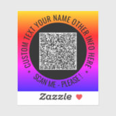Sticker Exemple de sticleur de code QR avec du texte perso (Feuille)