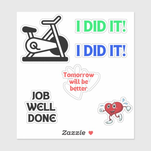 Sticker Exercice, Citation Affirmative, Vélo, Je L'Ai Fait (Feuille)