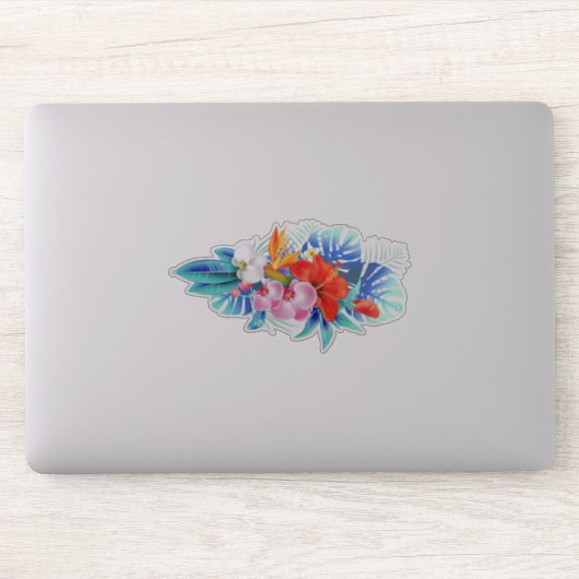 Sticker Exotic Tropical Flowers - Pink & Aquamarines (Ordinateur)