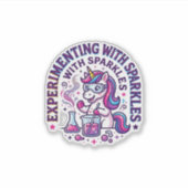 Sticker Expérience de licorne avec publicité coupée d'étin (Devant)