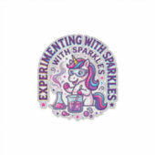 Sticker Expérience de licorne avec publicité coupée en sci (Devant)