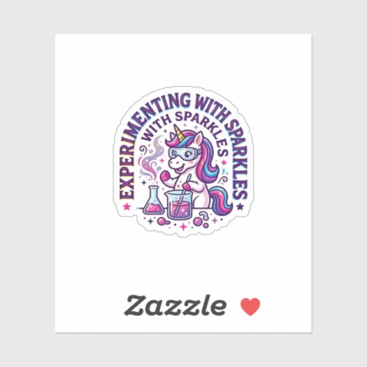 Sticker Expérience de licorne avec publicité coupée en sci (Feuille)