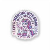 Sticker Expérience de licorne avec publicité coupée en sci (Devant)