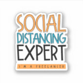 Sticker Expert en Distances Sociales. Je suis un indépenda (Devant)