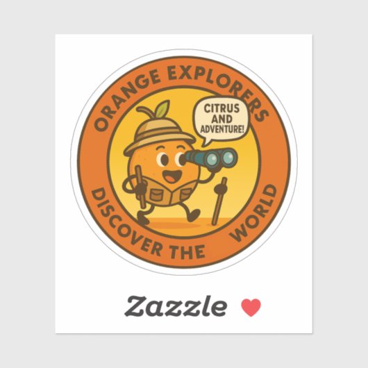 Sticker Explorateurs Orange Découvrez Le Monde (Feuille)