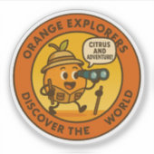 Sticker Explorateurs Orange Découvrez Le Monde (Devant)