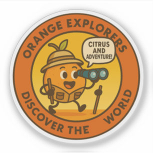 Sticker Explorateurs Orange Découvrez Le Monde