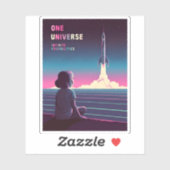 Sticker Exploration de l'espace Vaporwave LoFi des années  (Feuille)