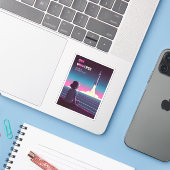 Sticker Exploration de l'espace Vaporwave LoFi des années  (Ordinateur portable avec iPhone)