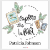 Sticker Explorer le monde ajouter un nom (Feuille)