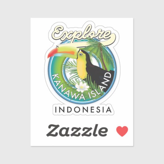 Sticker explorer l'île de Kanawa Indonésie (Feuille)