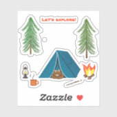 Sticker Explorons le couchage des ours sur le camping (Feuille)