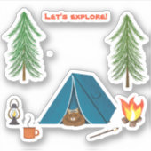 Sticker Explorons le couchage des ours sur le camping (Devant)