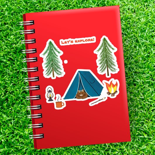 Sticker Explorons le couchage des ours sur le camping