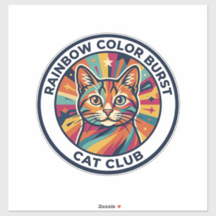 Sticker Explosion de couleurs arc-en-ciel Chat Design de c