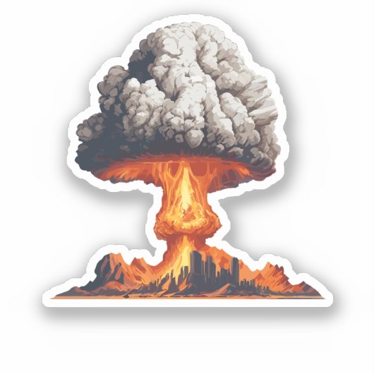 Sticker Explosion nucléaire avec champignon (Recto)