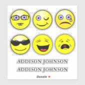 Sticker Expressive Emoji Face 6 Collection Nom personnalis (Feuille)