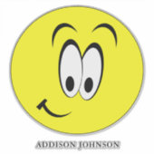 Sticker Expressive Emoji souriant Visage Jaune Ajouter Nom (Devant)