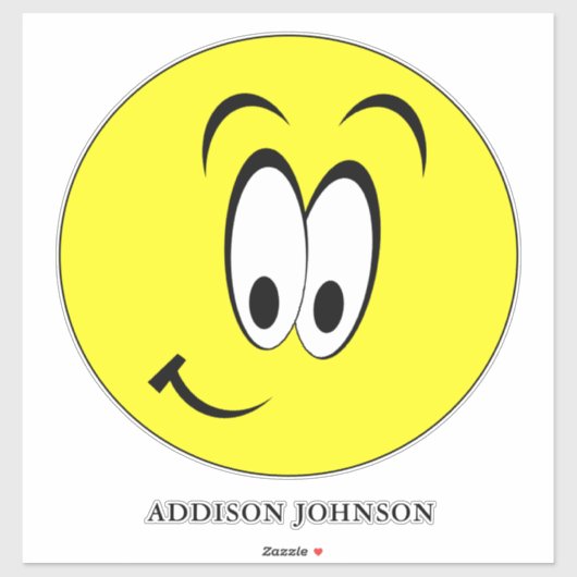 Sticker Expressive Emoji souriant Visage Jaune Ajouter Nom (Feuille)