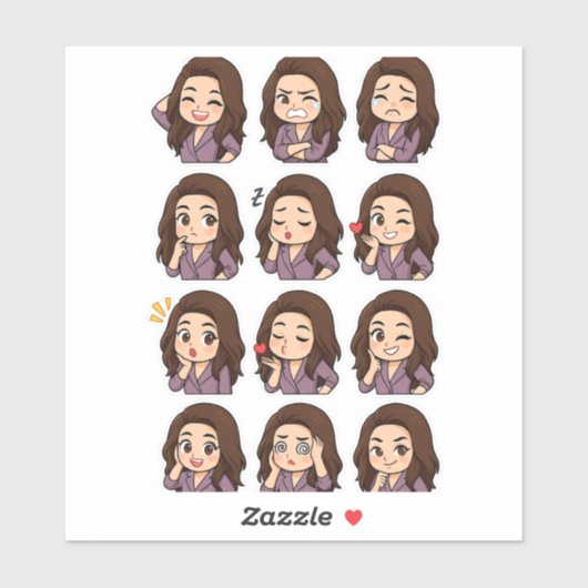 Sticker Exprimez-le tout : Pack de fille Chibi mignonne (Feuille)