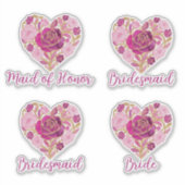 Sticker Exquisite Pink Floral Heart Bridal (Devant)