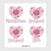Sticker Exquisite Pink Floral Heart Bridal (Feuille)
