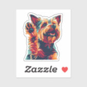 Sticker Exstatique Yorkshire Terrier vous agitant (Feuille)